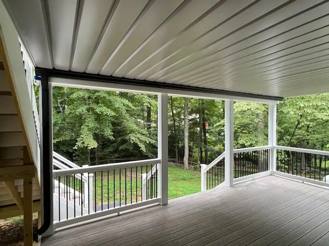 Photo of an underdeck ceiling from rock remodeling.