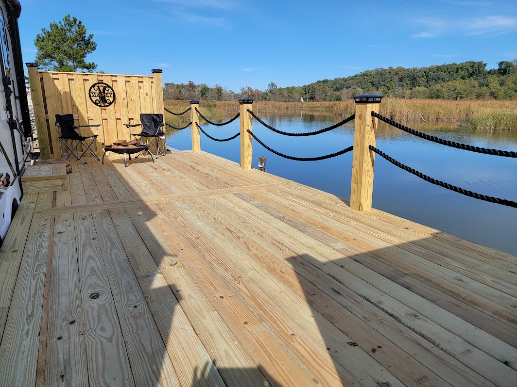 Wood deck along a waterfront - wood deck builders and contractor - maryland