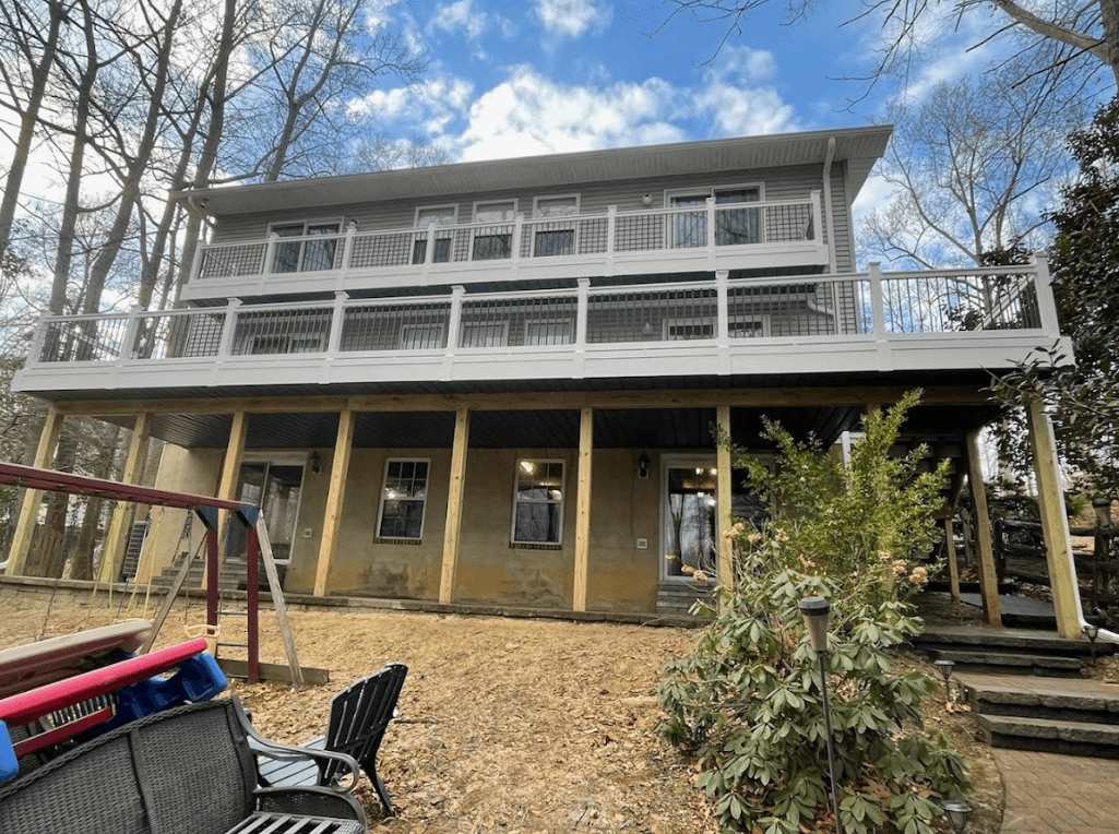 Photo of a multi-level deck made of composite decking materials - Composite deck ideas