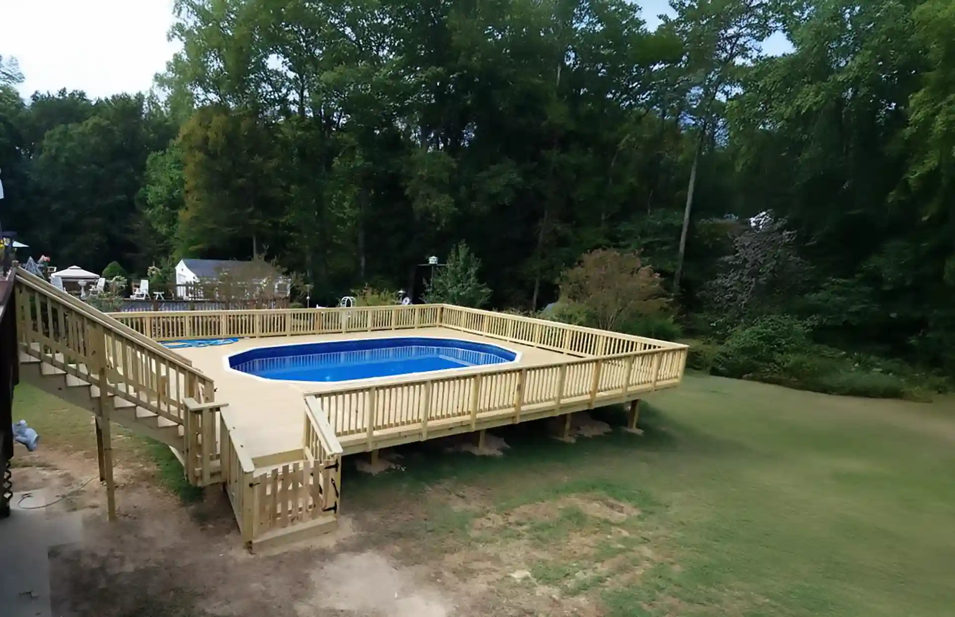 Above ground Pool deck design and installation in southern maryland